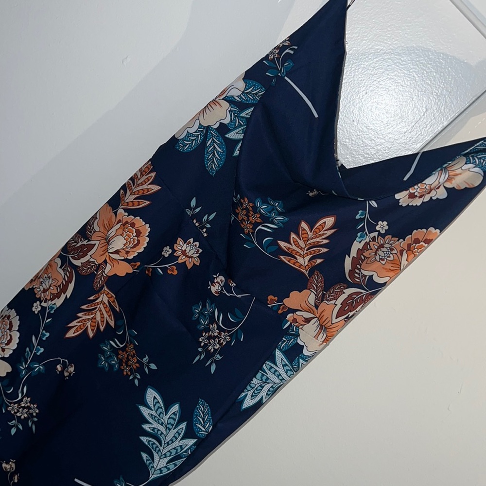 Blue floral, spaghetti, strap dress